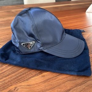 Prada Re-Nylon Baseball Cap Navy Blue